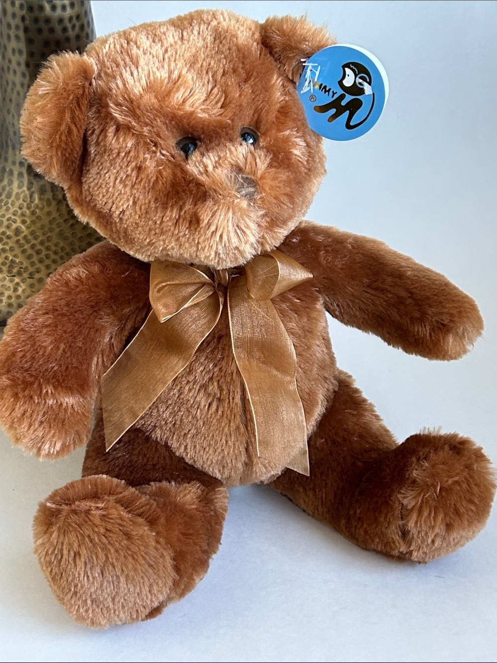 Sweet Plush Brown Teddy Bear with Bow - Kids Toy